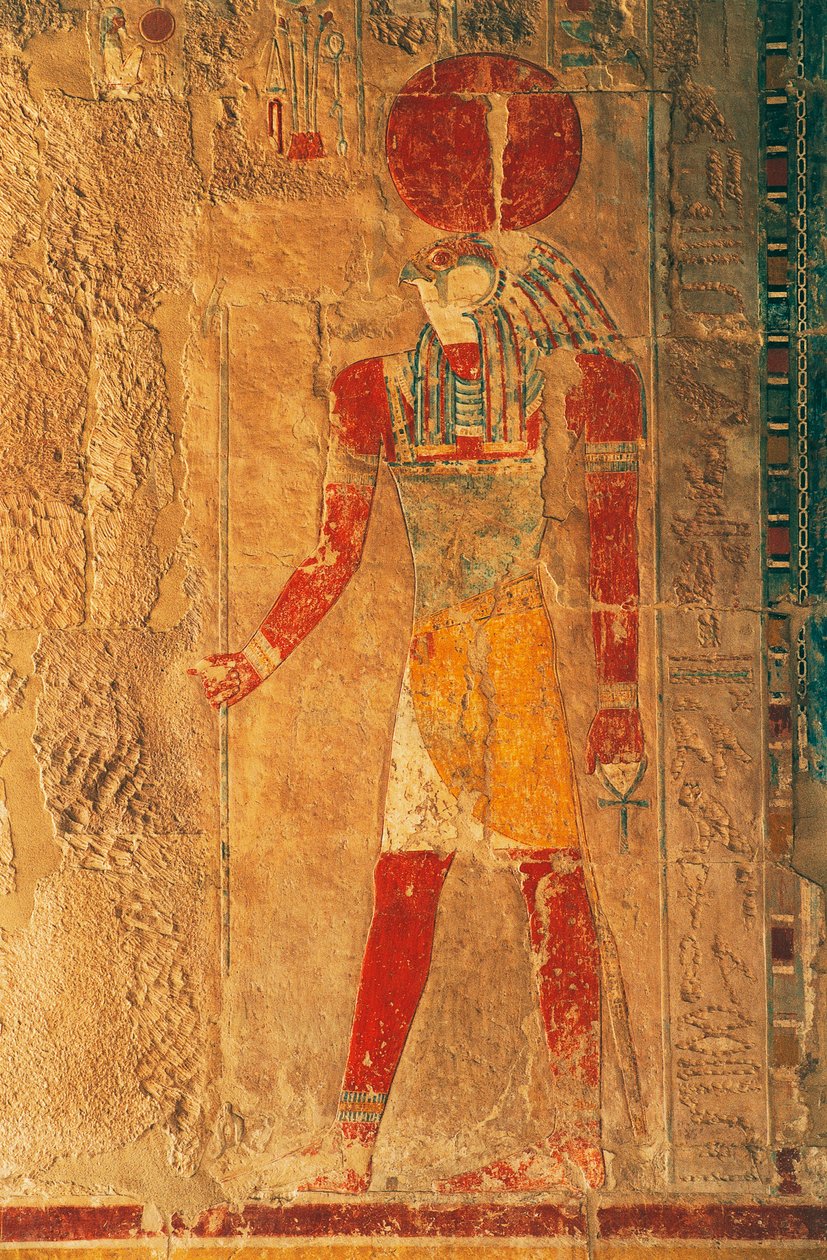Relief with Ra Horakhty, Mortuary Temple of Hatshepsut, Deir el-Bahari, Theban Necropolis by Egyptian 18th Dynasty