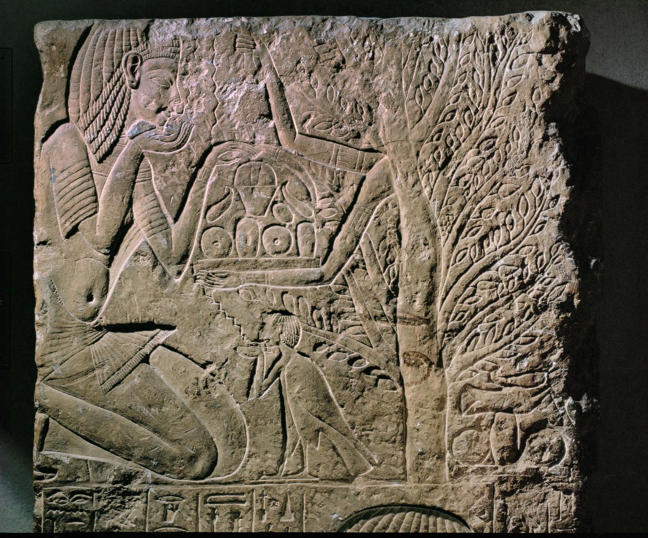 Tree-goddess offers food and drink by Egyptian 18th Dynasty