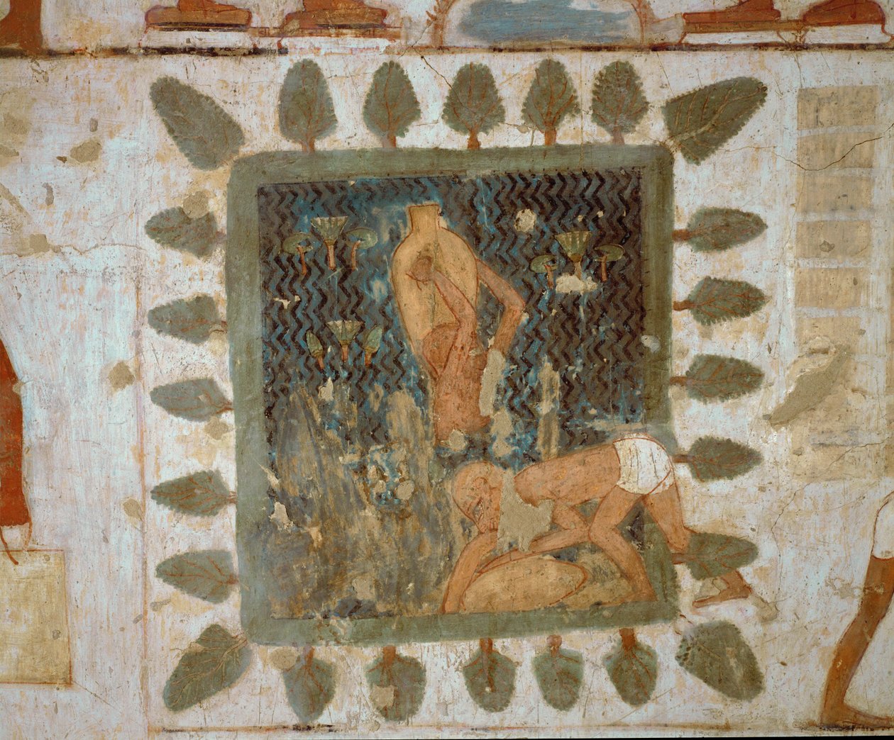 Workmen carrying vases by Egyptian 18th Dynasty