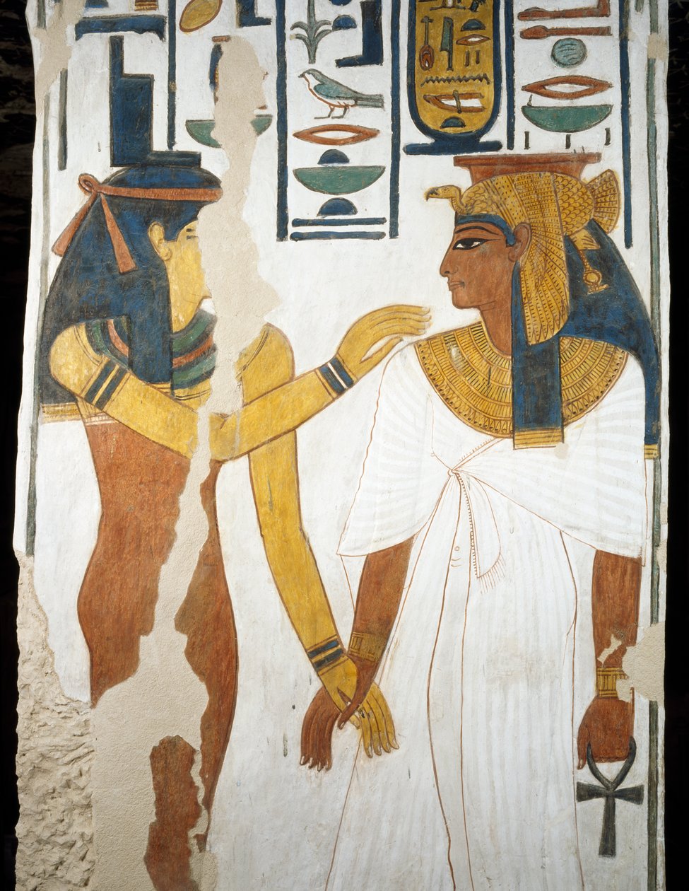 Nefertari, detail from the frescoes in the second chamber of the Tomb of Nefertari, Valley of Queens, Luxor, Thebes by Egyptian 19th Dynasty