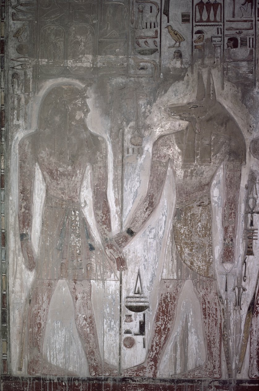 Seti I (1303-1290 BC) and Anubis in the Tomb of Seti, New Kingdom