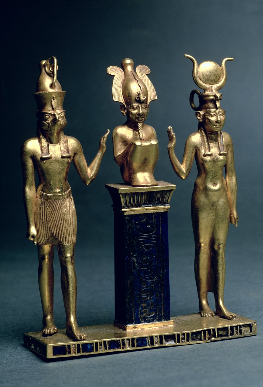 Triad of Osorkon II: Osiris flanked by Isis and Horus, Third Intermediate Period, c.874-850 BC by Egyptian 22nd Dynasty