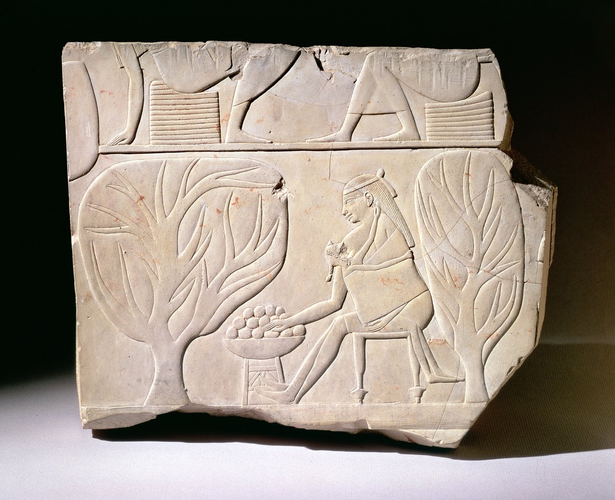 Relief of a Woman with Child Reaching for a Sycamore Fig, from the Tomb of Montuemhat, Western Thebes, Late Period by Egyptian 25th Dynasty