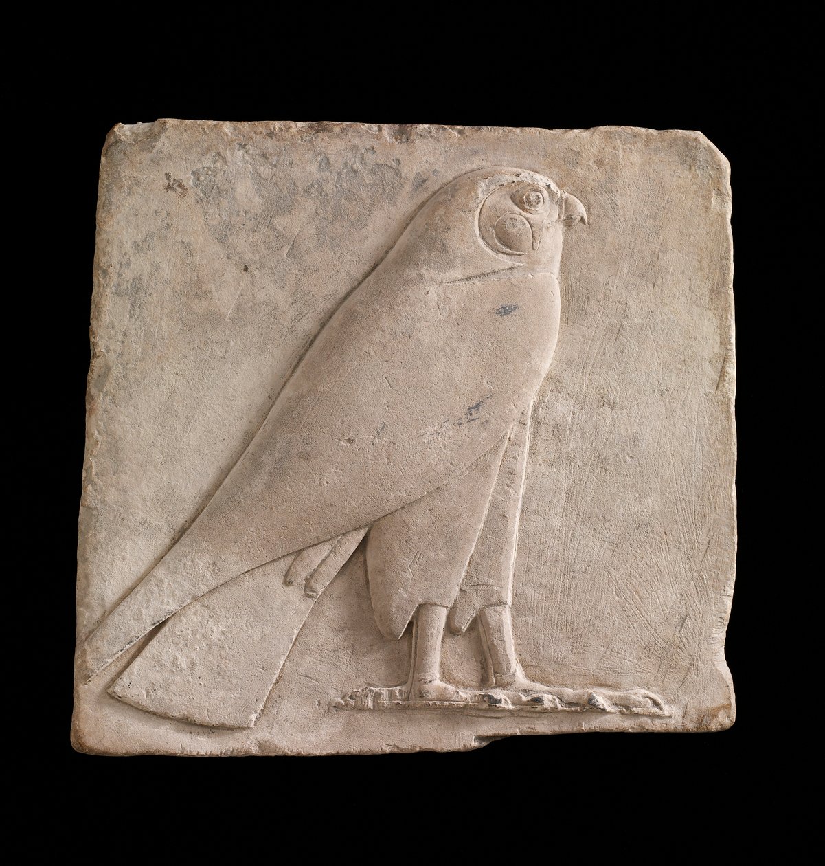 Plaque depicting a falcon, probably the god Horus, 26th Dynasty or Saite period, 664-525 BC or later limestone by Egyptian 26th Dynasty