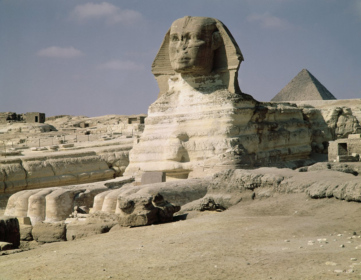 View from the north east of the Sphinx, dating from the reign of King Chephren, Old Kingdom by Egyptian 4th Dynasty