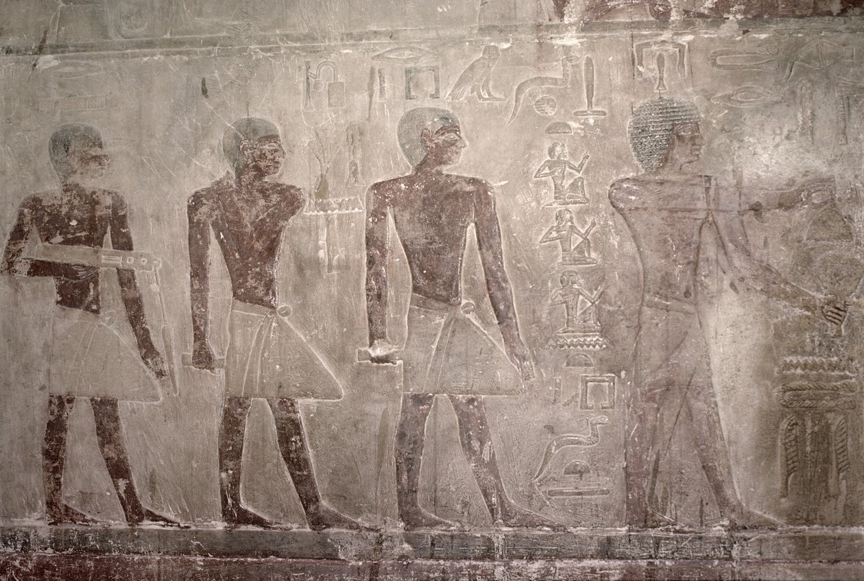Craftsmen from the South wall of the Mastaba Chapel of Ti, Old Kingdom by Egyptian 5th Dynasty