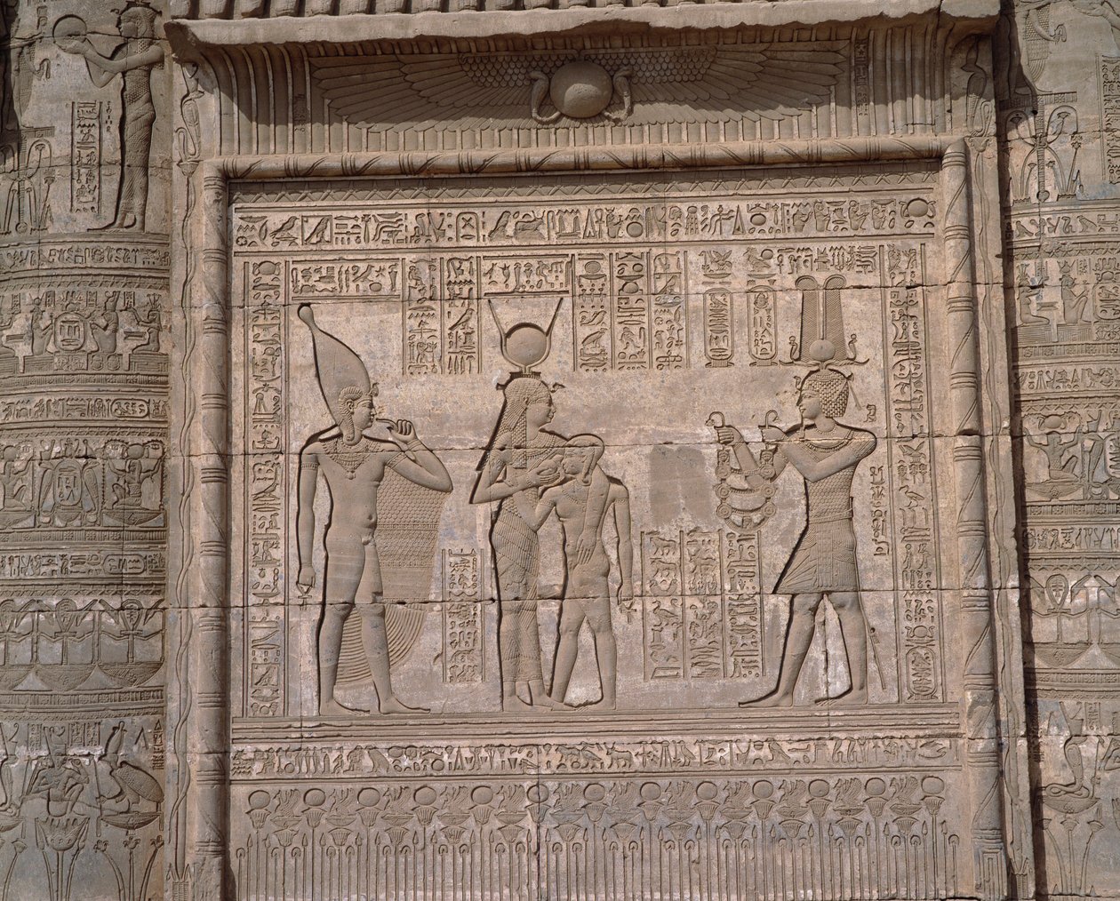Egyptian antiquity: view of the low reliefs of the temple of the ...
