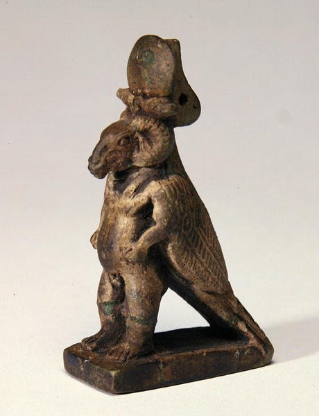 Composite god with ram head, dwarf body and falcon back by Egyptian Ptolemaic Period