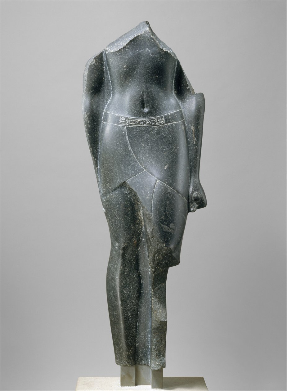 Torso of a Ptolemaic King, Inscribed with Cartouches of a Late Ptolemy by Egyptian Ptolemaic Period