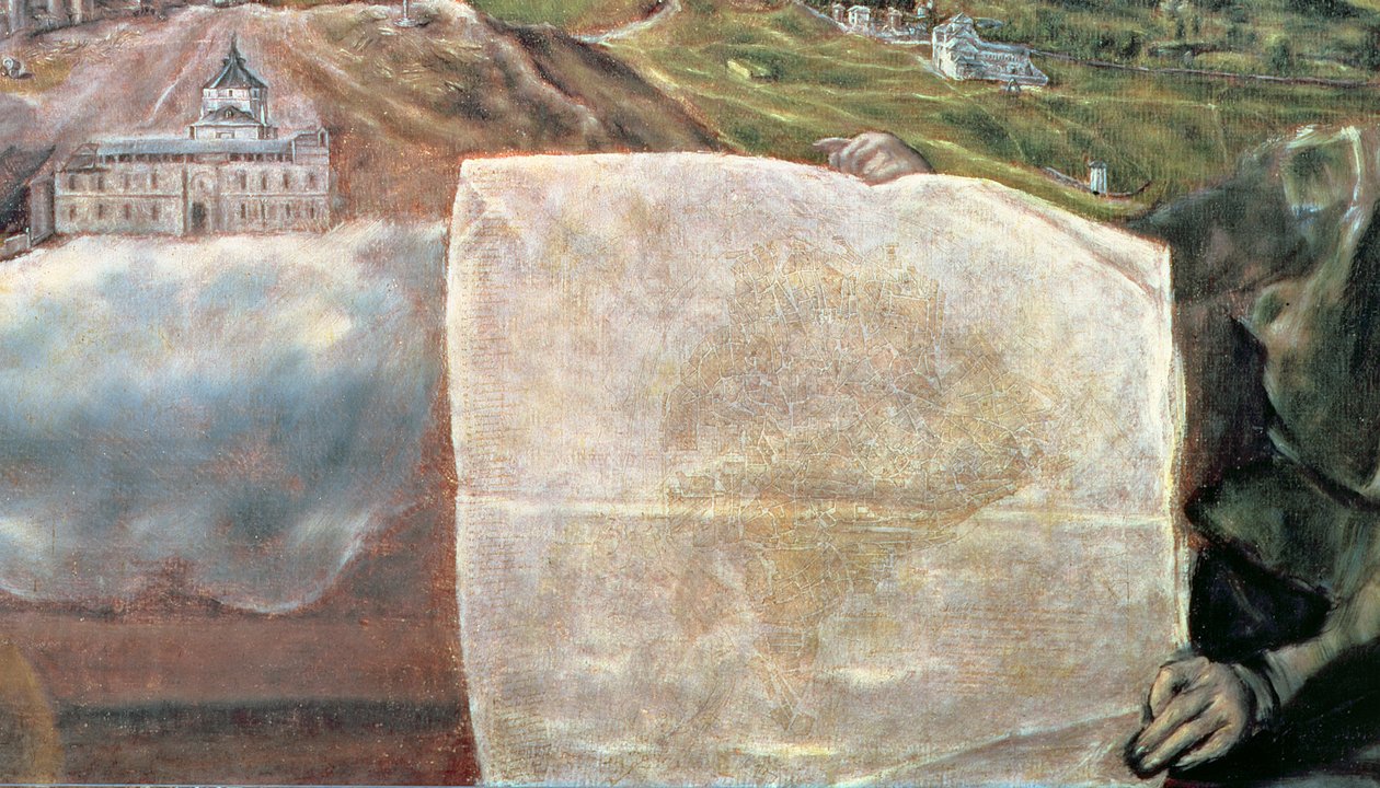 View and Map of the Town of Toledo (detail) by El Greco