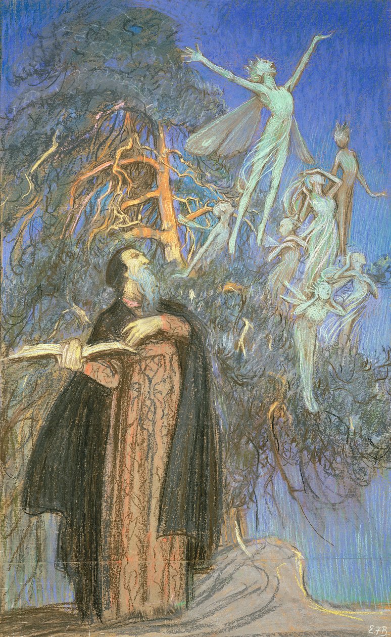 Prospero and Ariel, a study for a lost picture commissioned for Broadcasting House, London by Eleanor Fortescue Brickdale