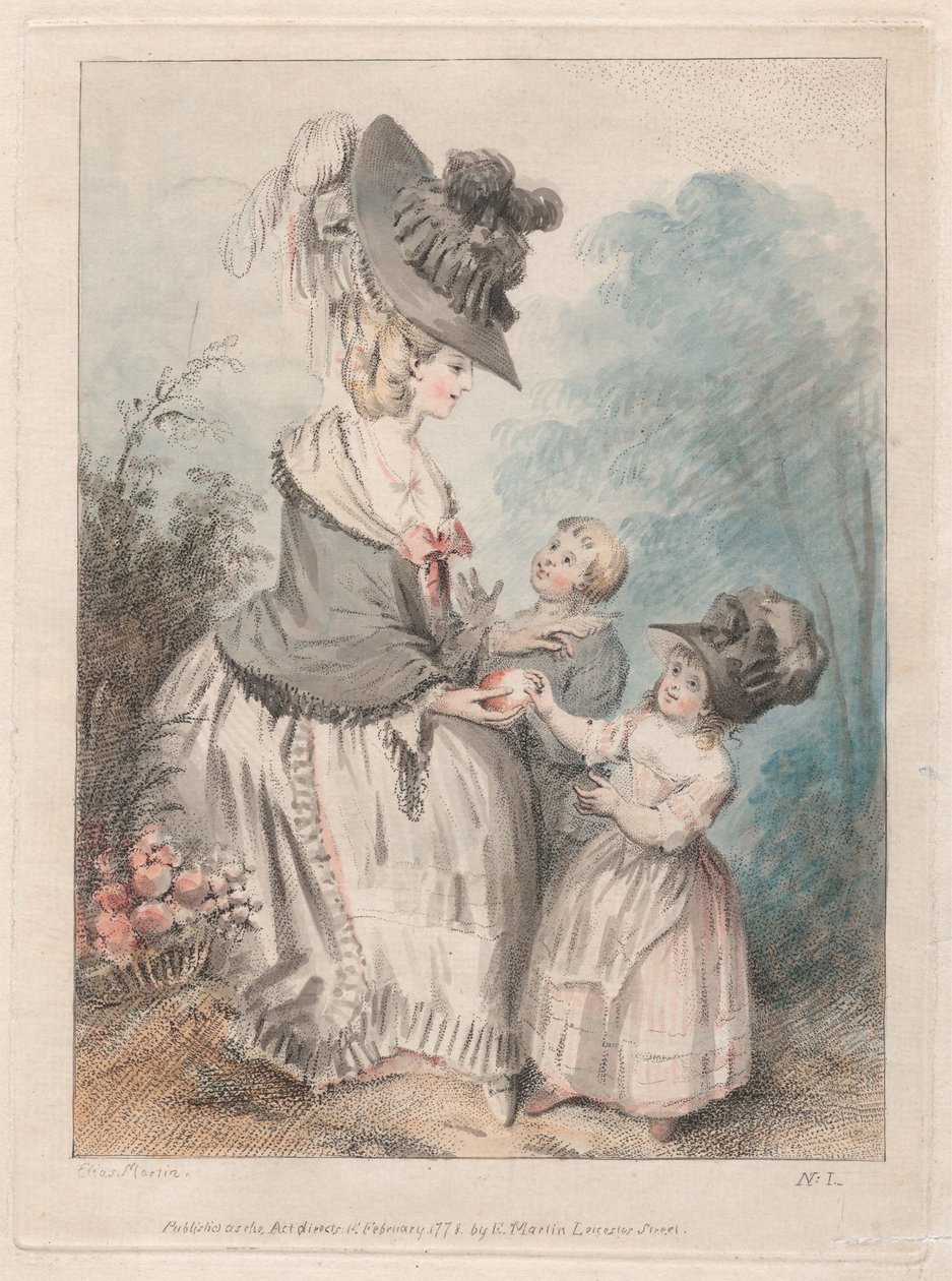 Lady with a Boy and Girl in Garden by Elias Martin
