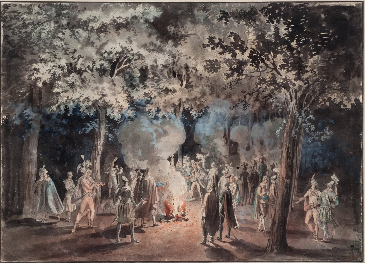 Promenade by the Fires in Drottningholm Park 1785 by Elias Martin