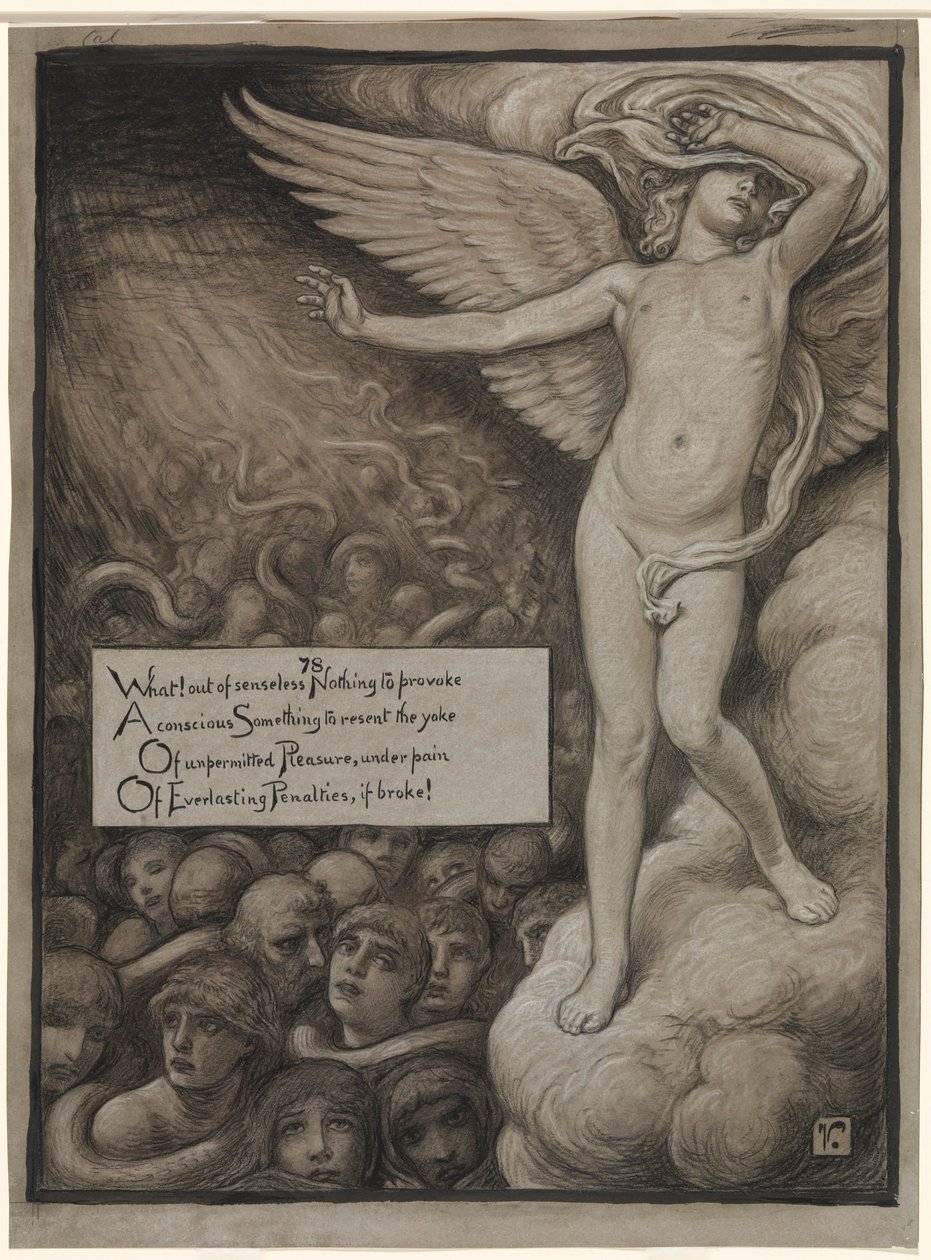 (Illustration for Rubáiyát of Omar Khayyám) Love Shrinking Affrighted at the Sight of Hell by Elihu Vedder