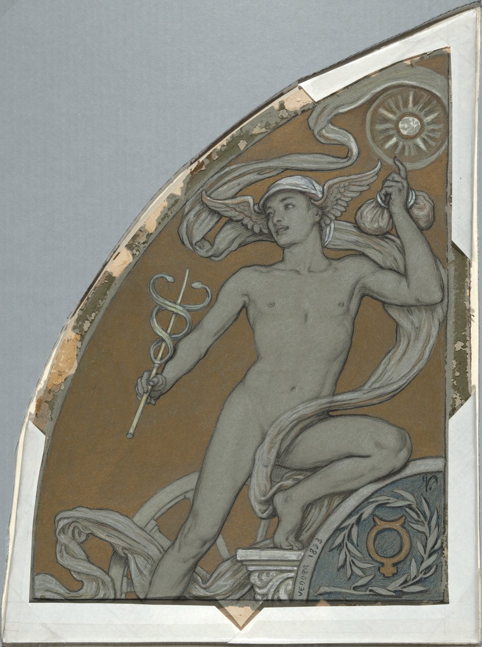 Cartoon for Mercury, from Sixty Studies for the Huntington Ceiling by Elihu Vedder