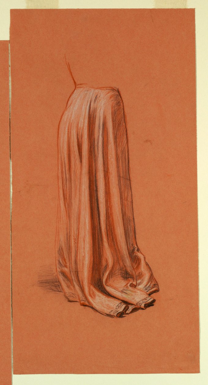 Drapery (study for oil painting, "Wedding Procession", or "The Dance"), ca. 1872–79 by Elihu Vedder