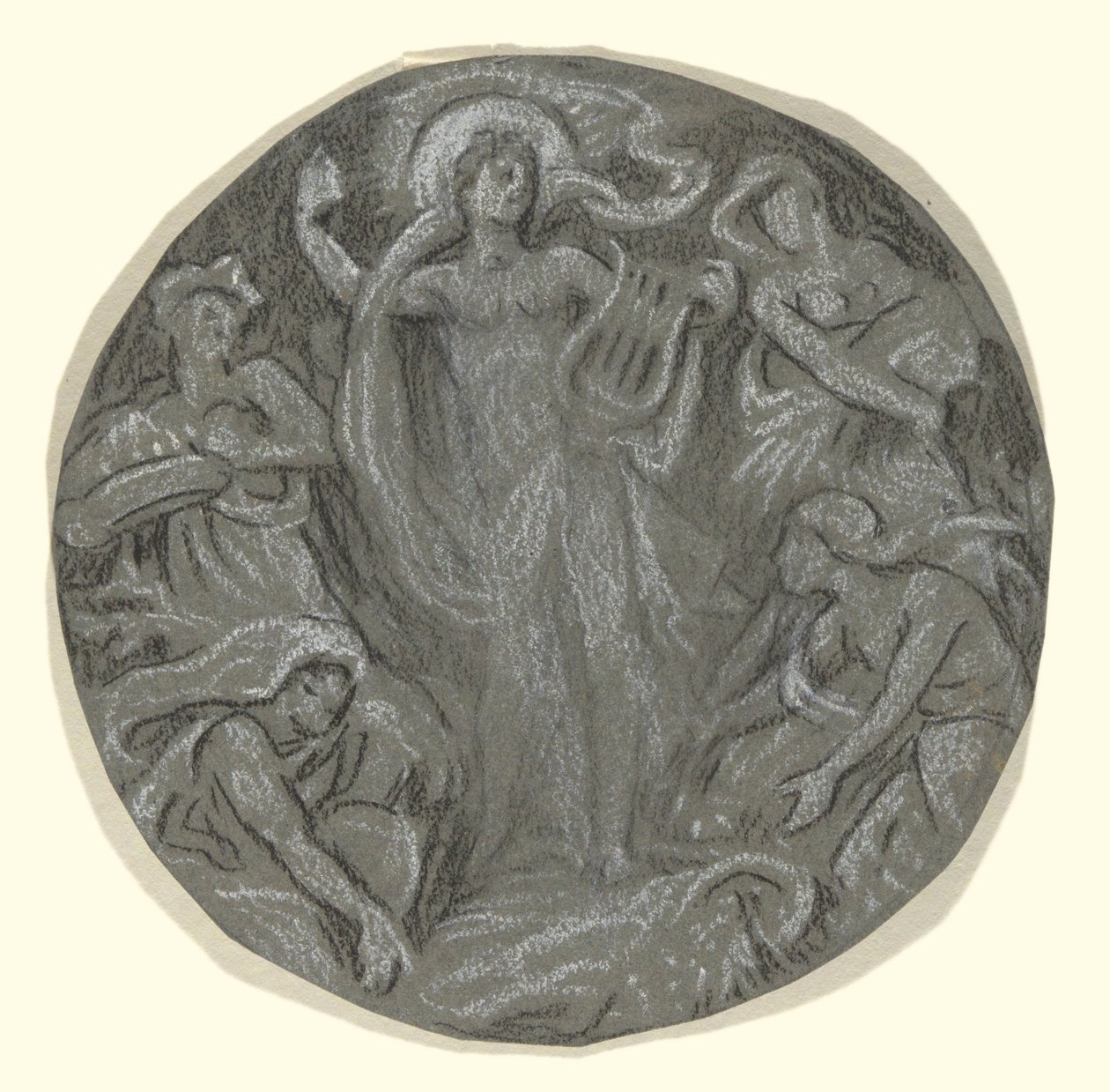 Study for Center Circle of Huntington Ceiling: Apollo and Attendants by Elihu Vedder