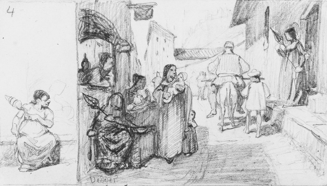 The Fable of the Miller, His Son and the Donkey No. 4 by Elihu Vedder