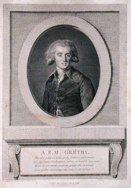 Andre Ernest Modeste Gretry engraved by Louis Jacques Cathelin 1786 by Elisabeth Louise (after) Vigee Lebrun