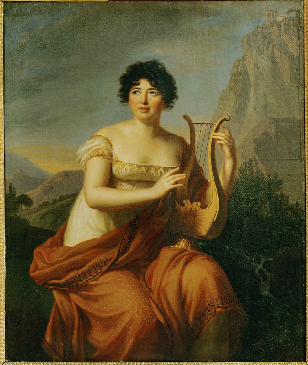 Portrait of Germaine Necker, Mme. de Stael by Elisabeth Louise Vigee-Lebrun
