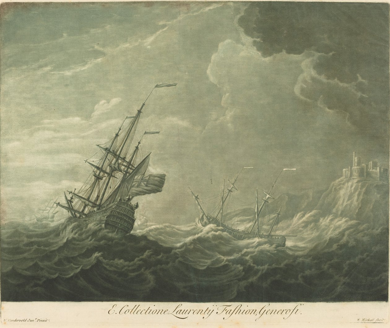 Shipping Scene from the Collection of Lawrence Fashion by Elisha Kirkall after Willem van de Velde the Younger