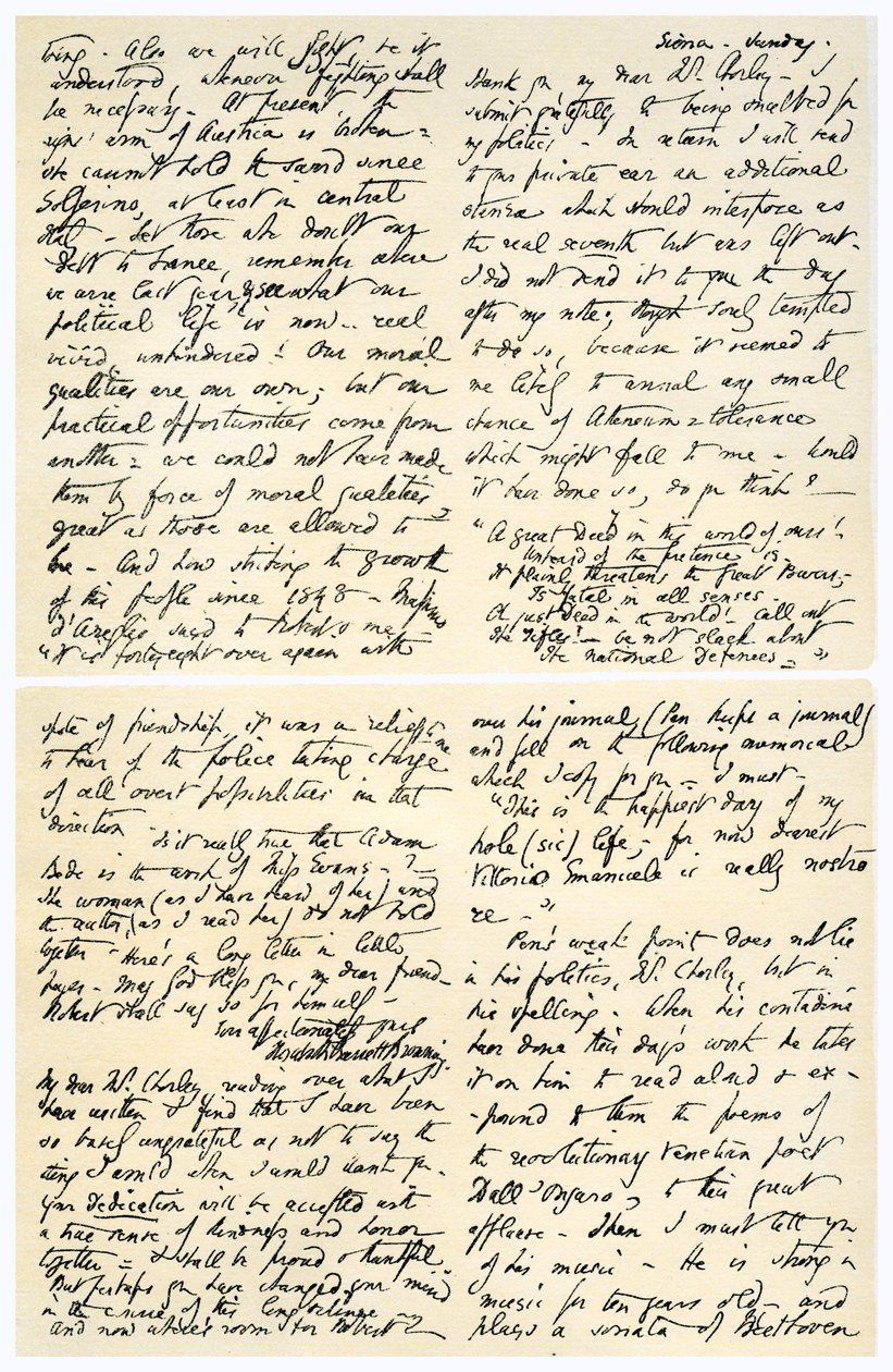 Letter from Elizabeth Barrett Browning to Henry F. Chorley, 1859 by Elizabeth Barrett