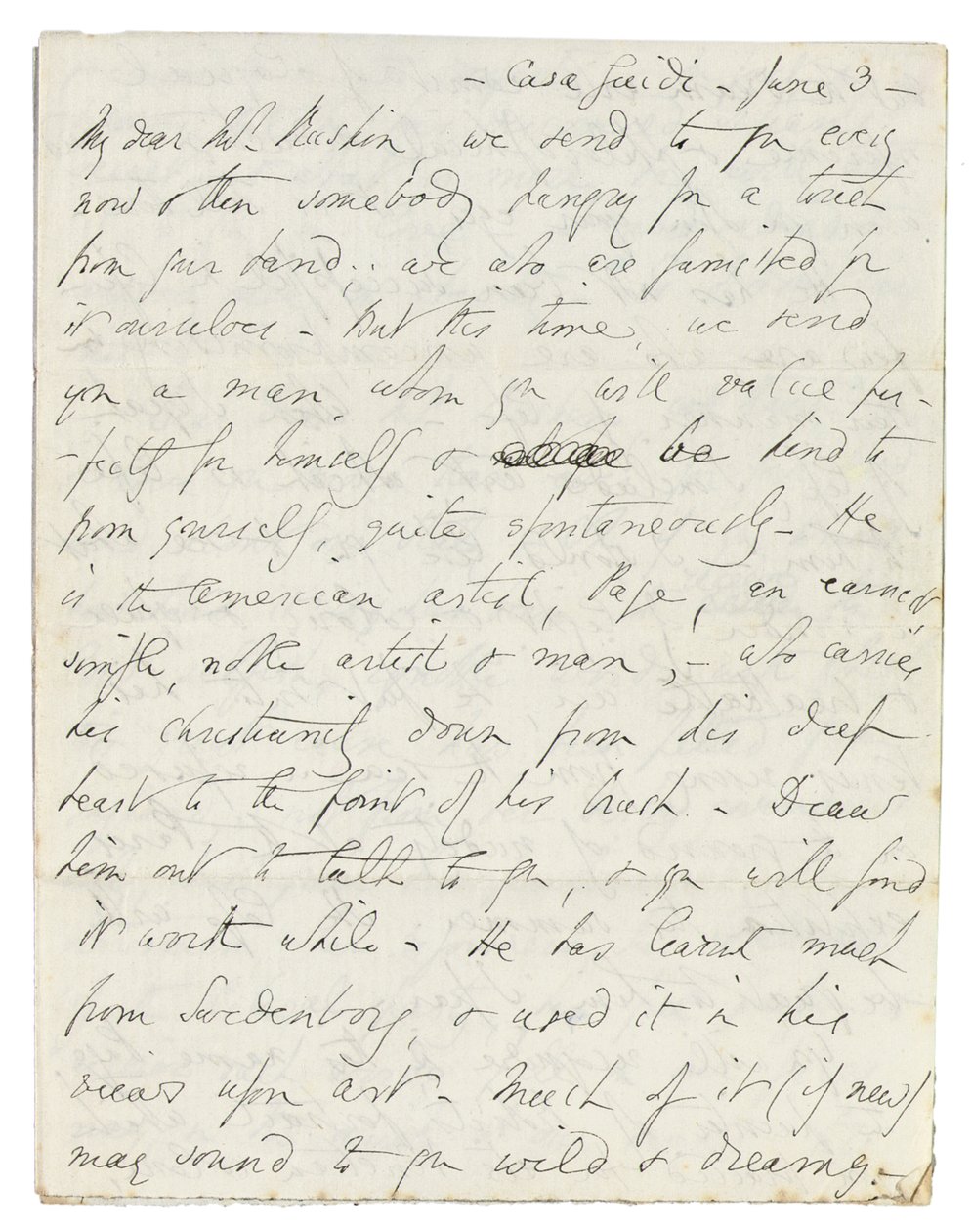 Autograph Letter to John Ruskin, Casa Giudi, Florence, 3rd June 1859 by Elizabeth Browning
