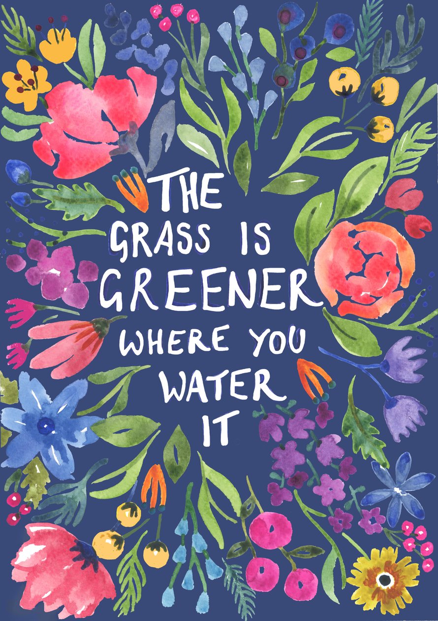 Greener Grass (Blue Background) by Elizabeth Rider