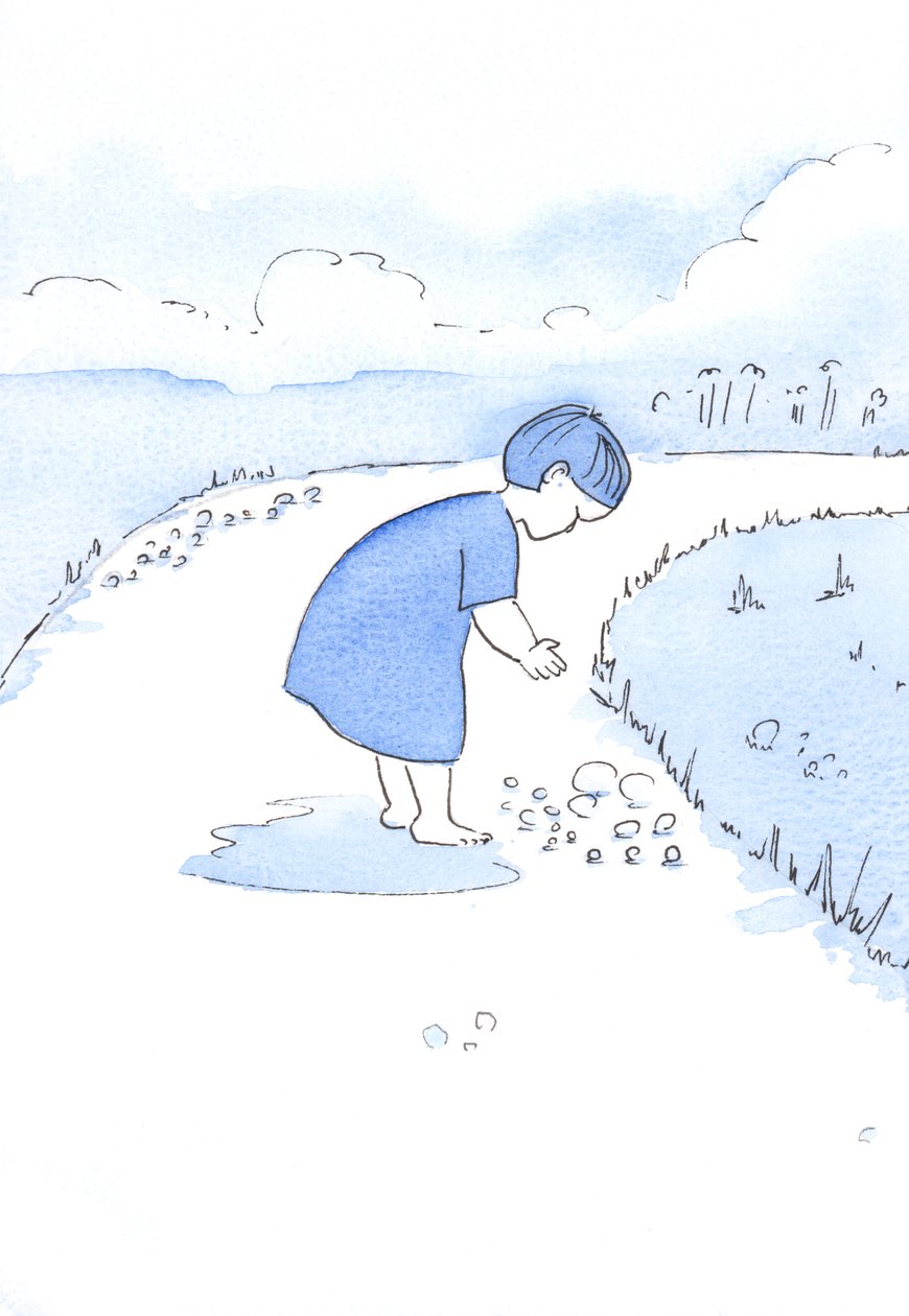 As we offer our sins to God, in repentance, He accepts them as a gift, as when a mother accepts a pebble from a child as a jewel by Elizabeth Wang