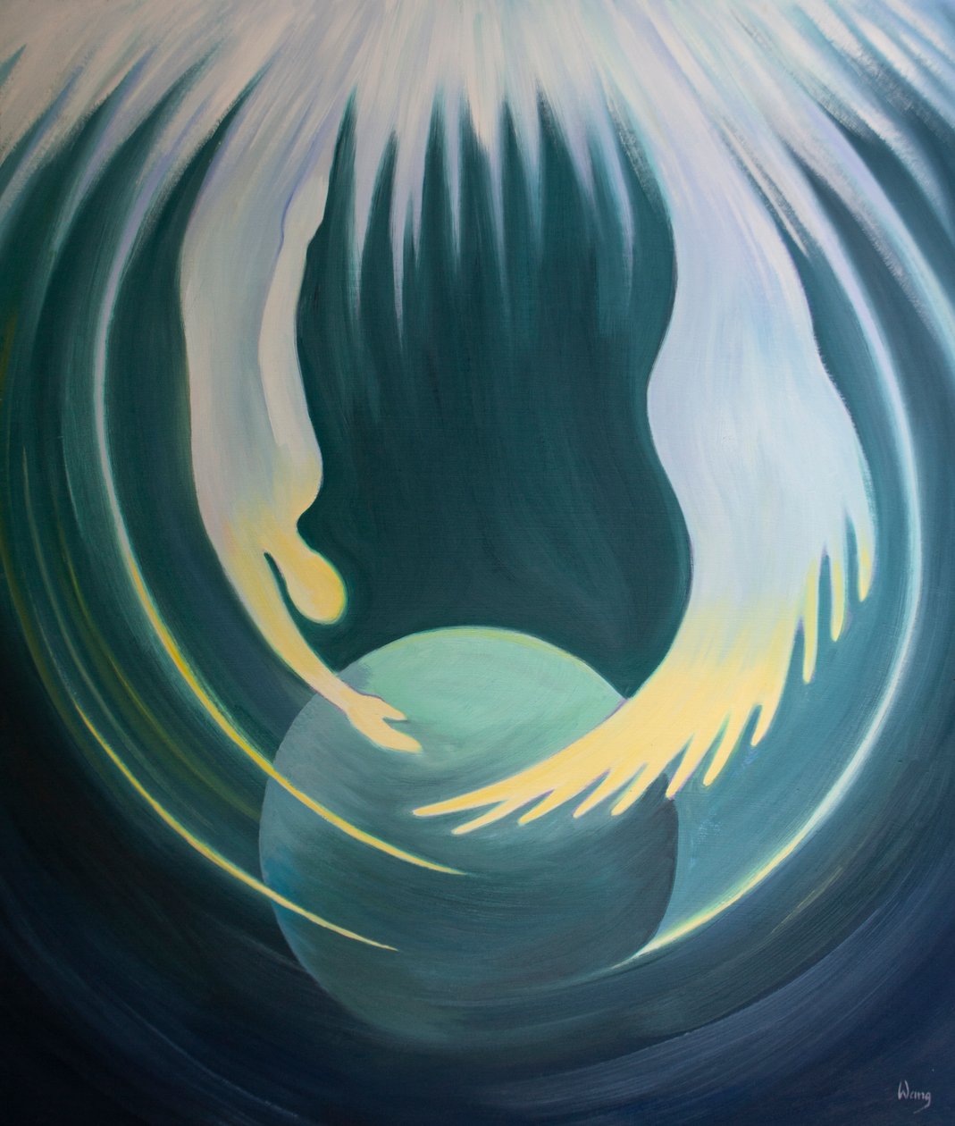 Christ and the Holy Spirit are like two arms from the Father which embrace the Earth by Elizabeth Wang