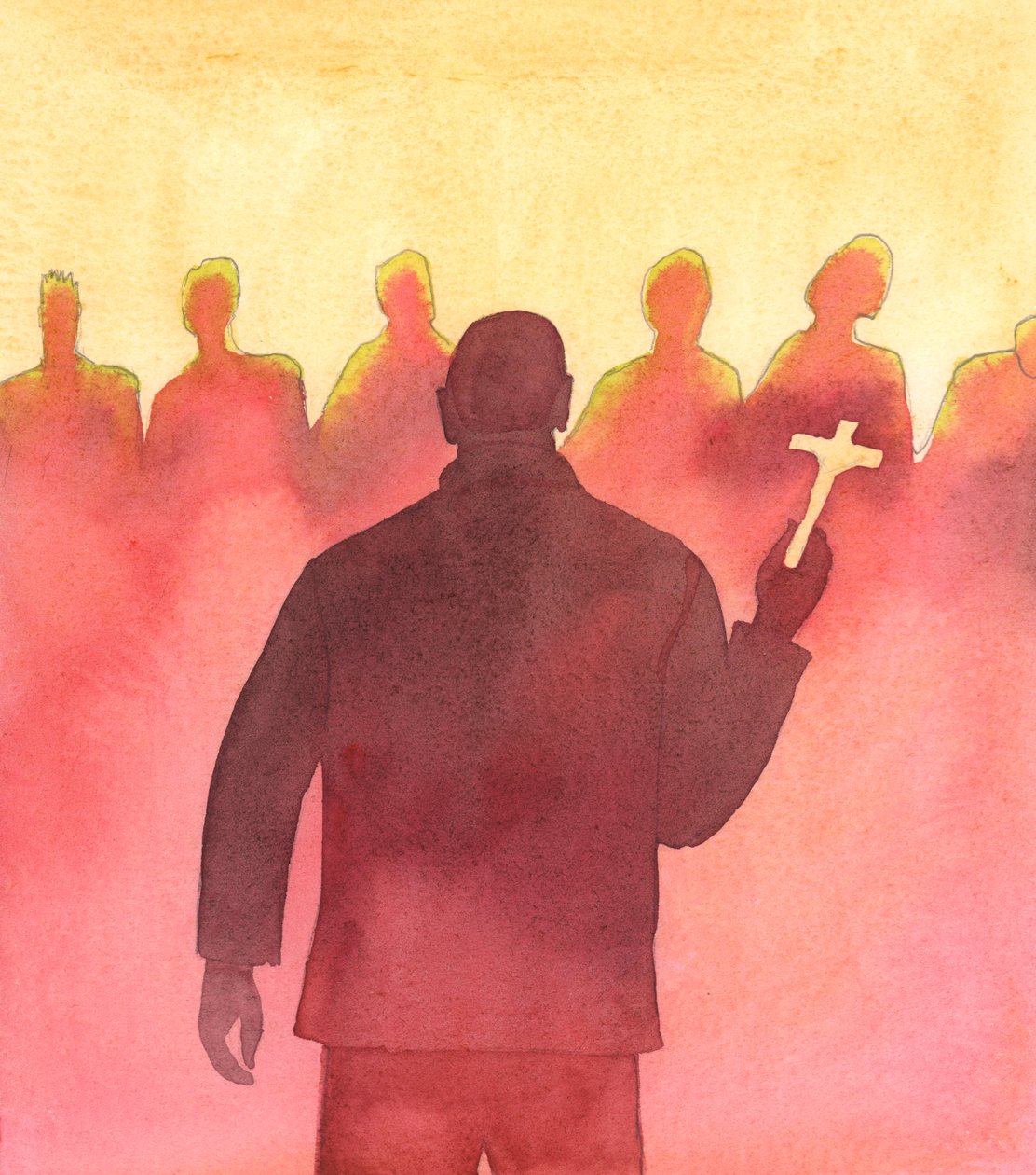 Christ looks on with joy as a man who was once involved in violent and criminal activities now speaks to young people about life in Christ by Elizabeth Wang