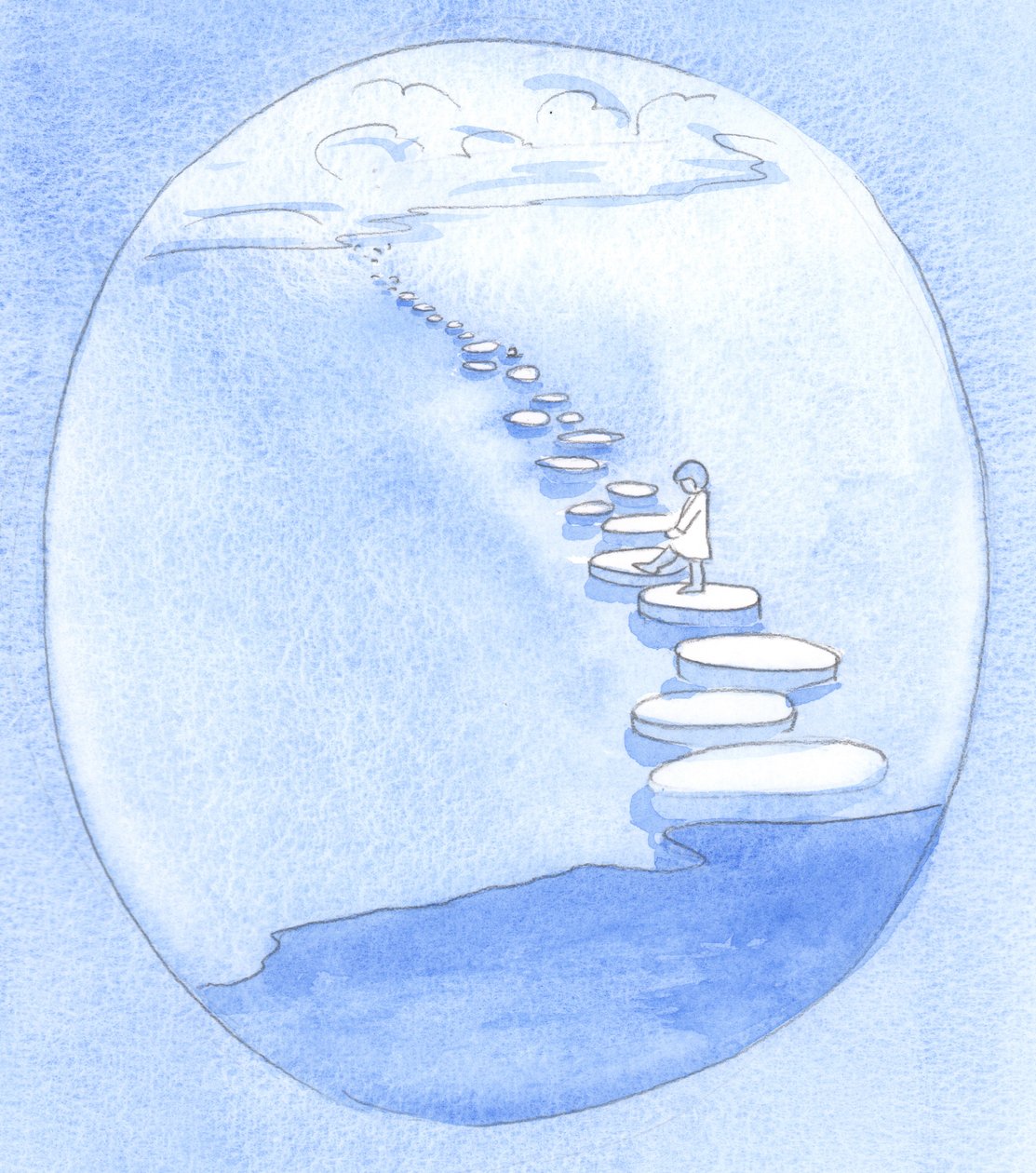 Christ showed me the simple way: through faith and trust in Him I am making my way to eternity, like a child who walks on stepping-stones by Elizabeth Wang