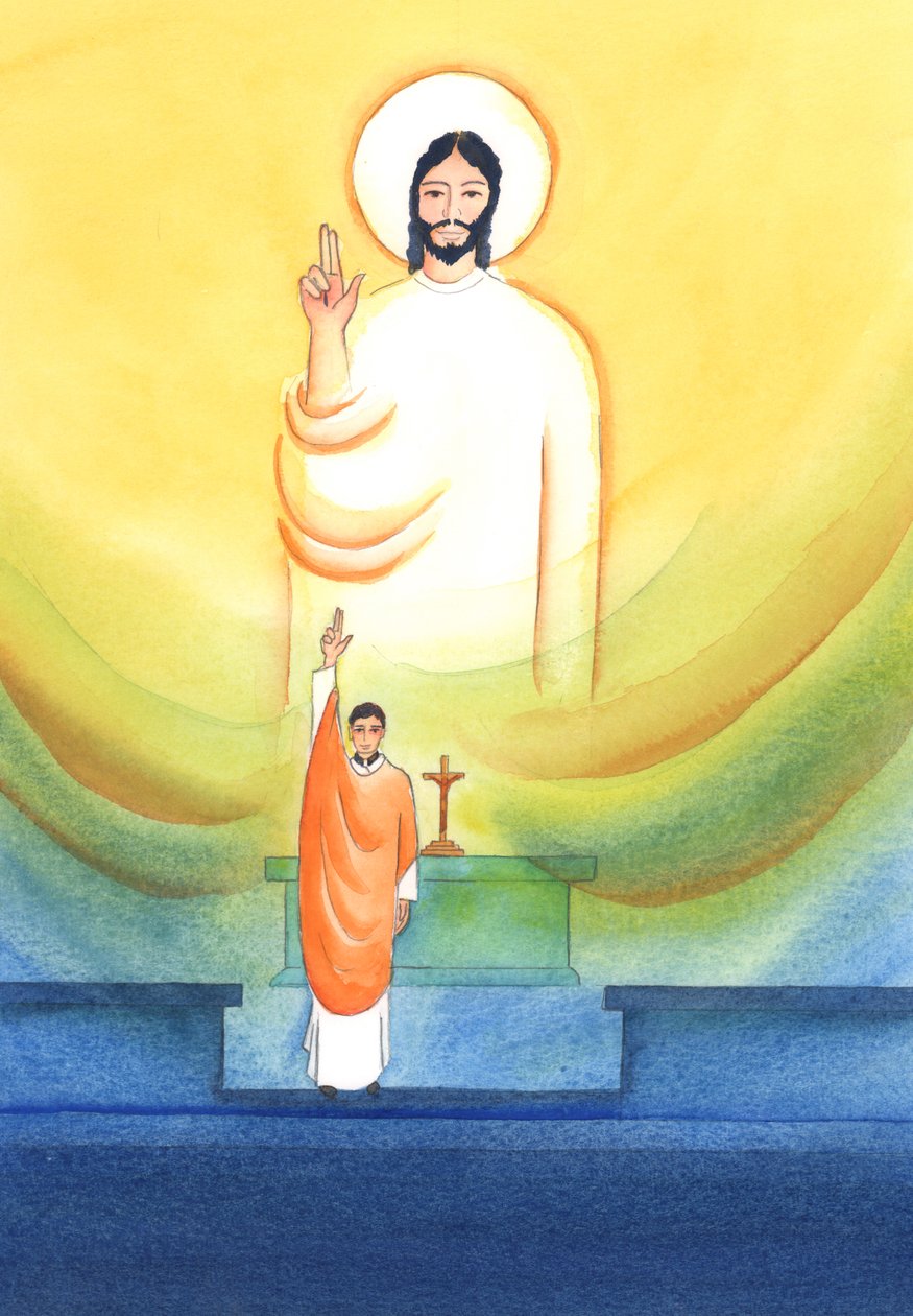Christ speaks and acts through His priests, who bless and forgive 'in ...