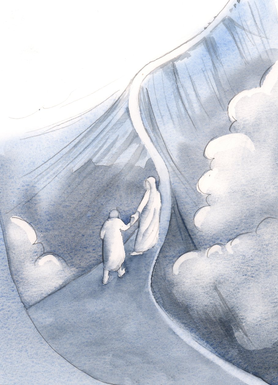 I saw a narrow ridge, and His Holy Mother coming across to lead me to safety by Elizabeth Wang