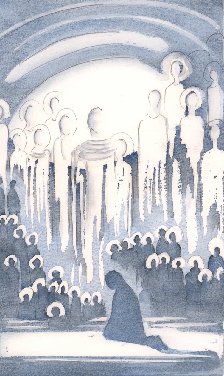 I saw the glory of the gathering of those who worship God in Heaven, whilst we worship on Earth by Elizabeth Wang