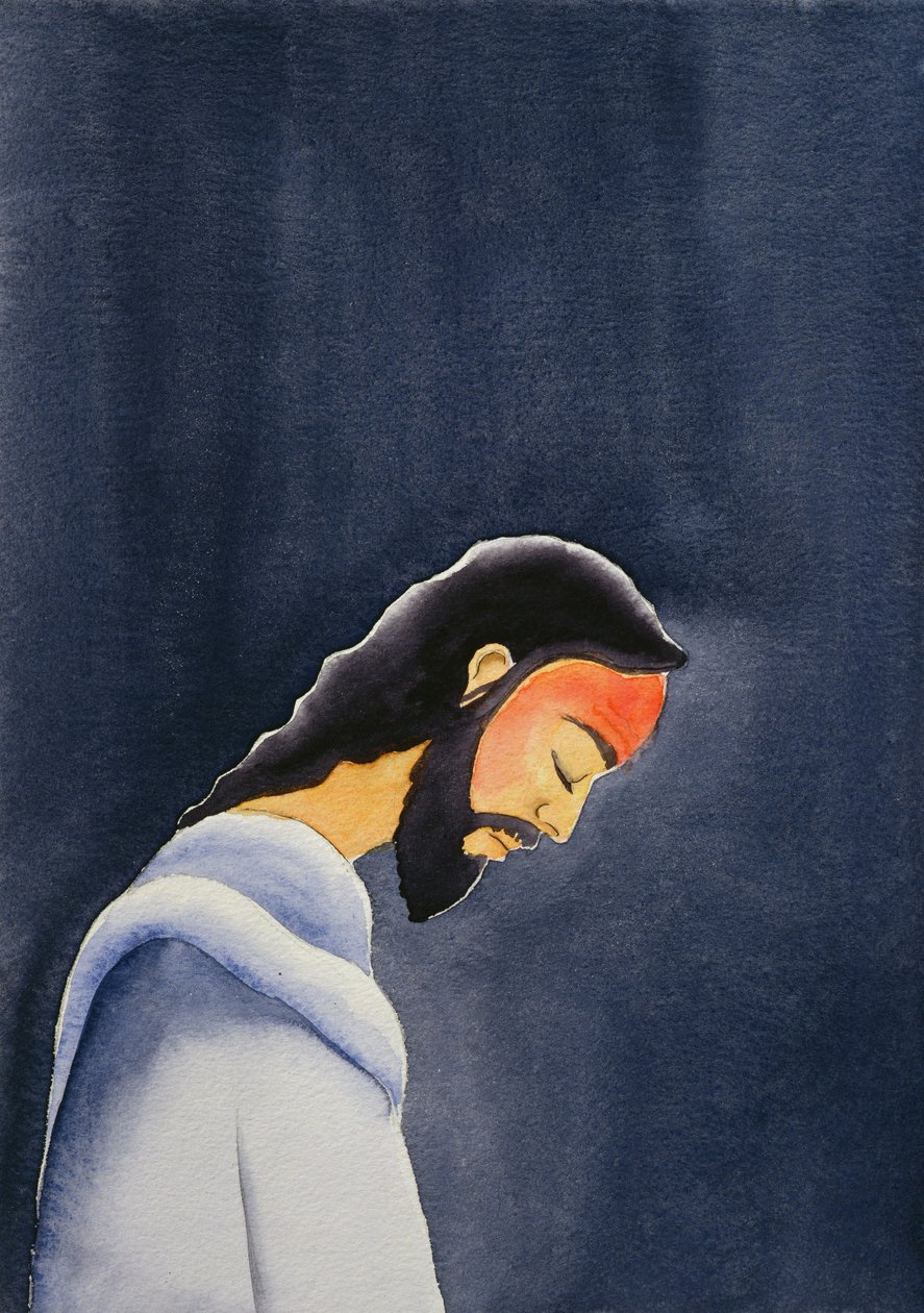 In His agony Jesus prays in Gethsemane to His Father by Elizabeth Wang