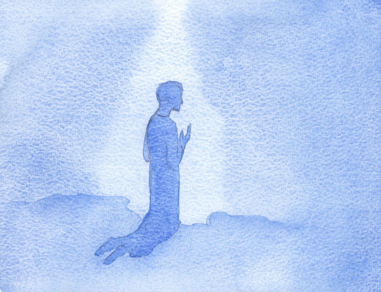 Kneeling on a hillside in Galilee, Jesus praised God and thanked Him for His Holy Mother, and for Her love and prayers by Elizabeth Wang