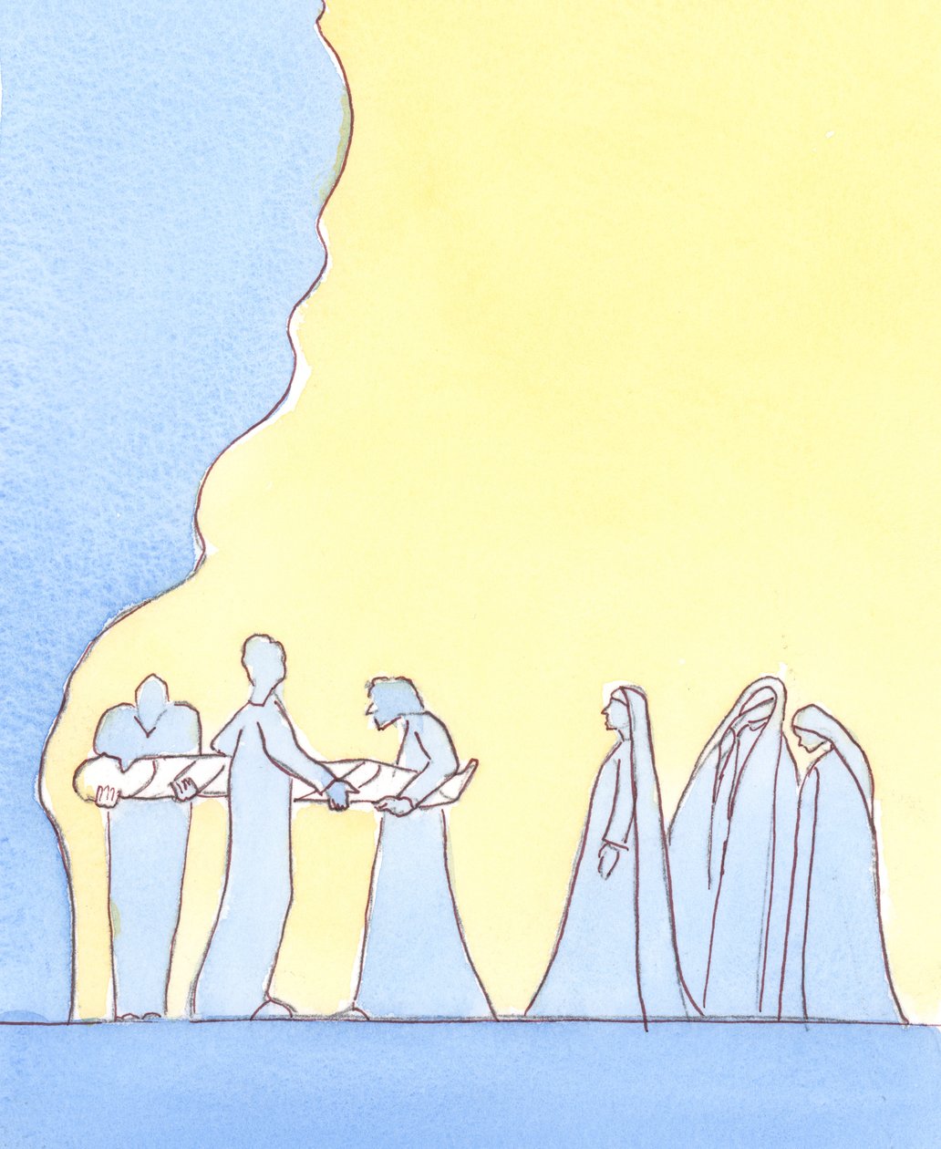 Our Blessed Lady had to cope with the apparent burial of all her hopes, as her beloved son was placed in the tomb by Elizabeth Wang