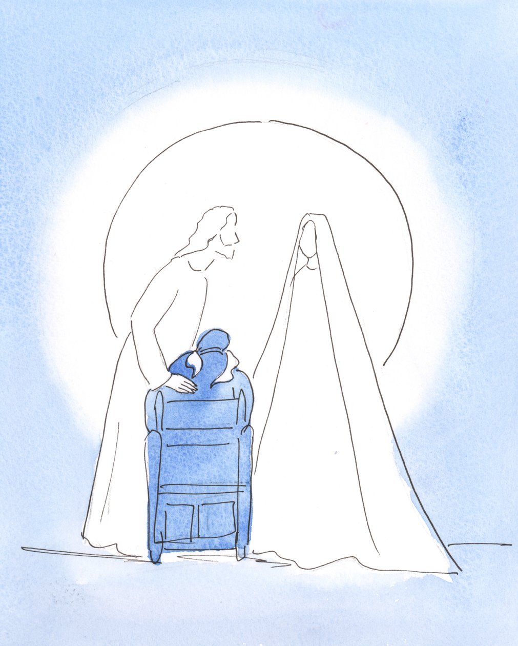 Our Blessed Lady was with me, with her Son, offering an Easter greeting. They were both delighted by my joy at seeing them, and my joy at knowing they are happy in Heaven by Elizabeth Wang