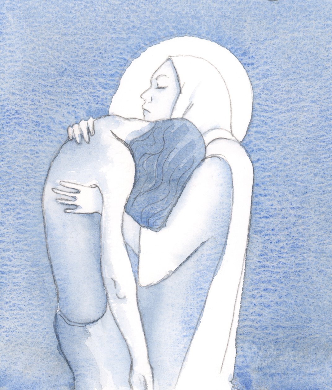 The Sorrowful Virgin Mary Holds Her Son Jesus After His Death, Pierced to the Heart with Sorrow, but Full of Faith by Elizabeth Wang