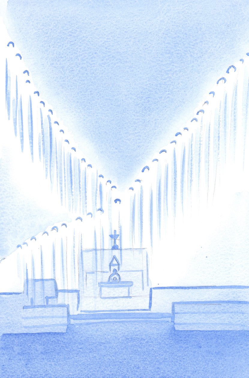 We do well to greet the Holy Angels who, on guard, praying, fill the Holy place which is our sanctuary by Elizabeth Wang