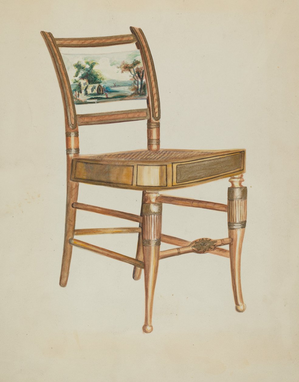 Chair with Hudson River Scenes by Ella Josephine Sterling