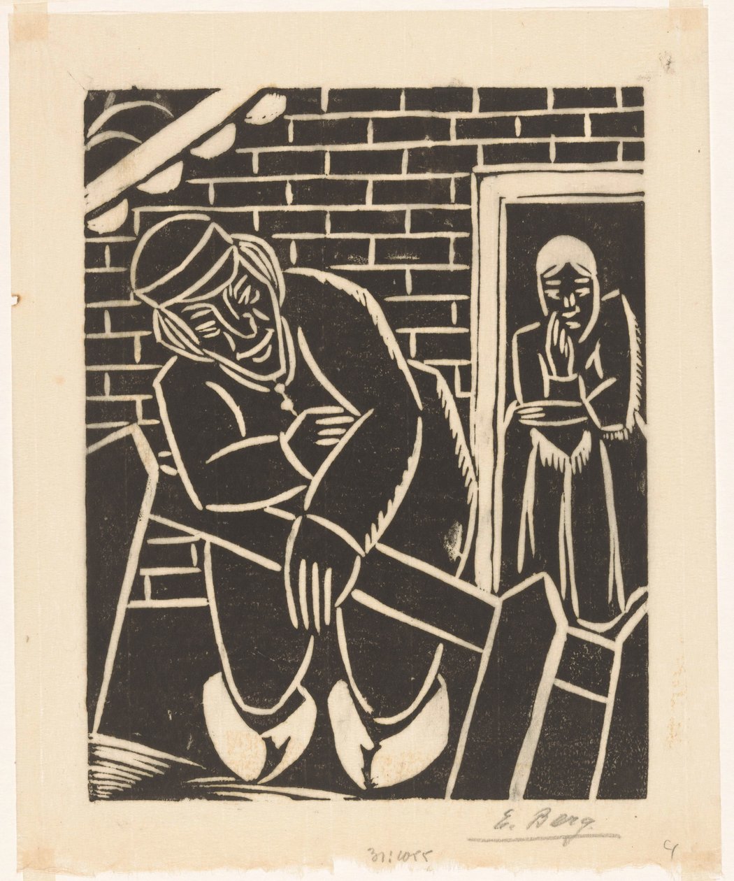 Farmer in Front of His House by Else Berg (signed by artist)