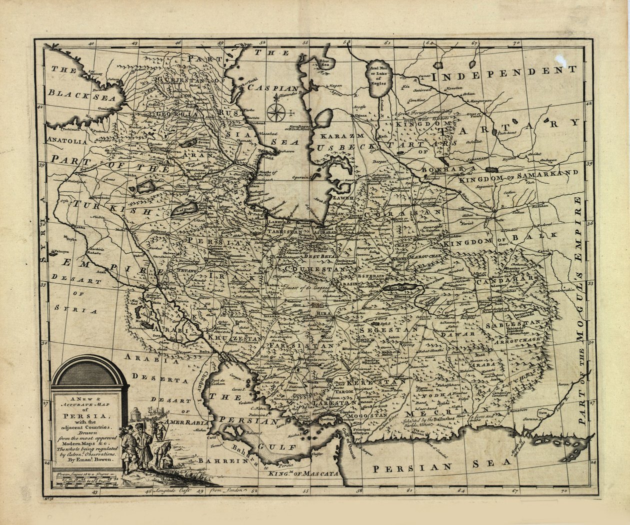 New and accurate map of Persia, with the Safavid and Mughal Empire by Emanuel Bowen