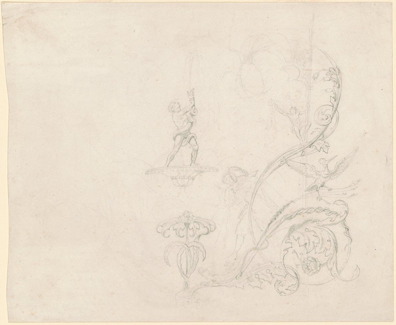 Studies of Fountain Decorations by Emanuel Gottlieb Leutze