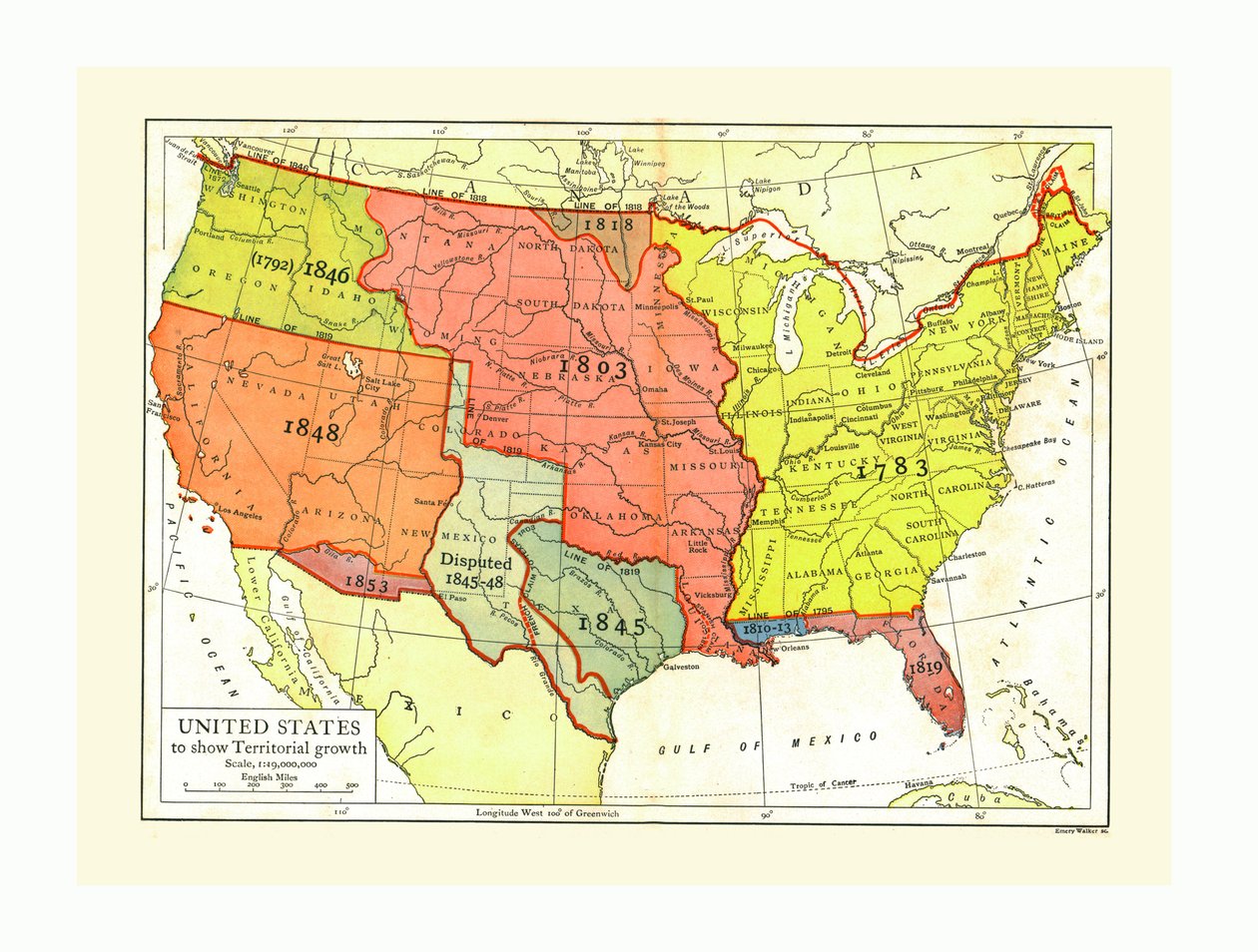 Growth Map of United States by Emery Walker: Fine art print