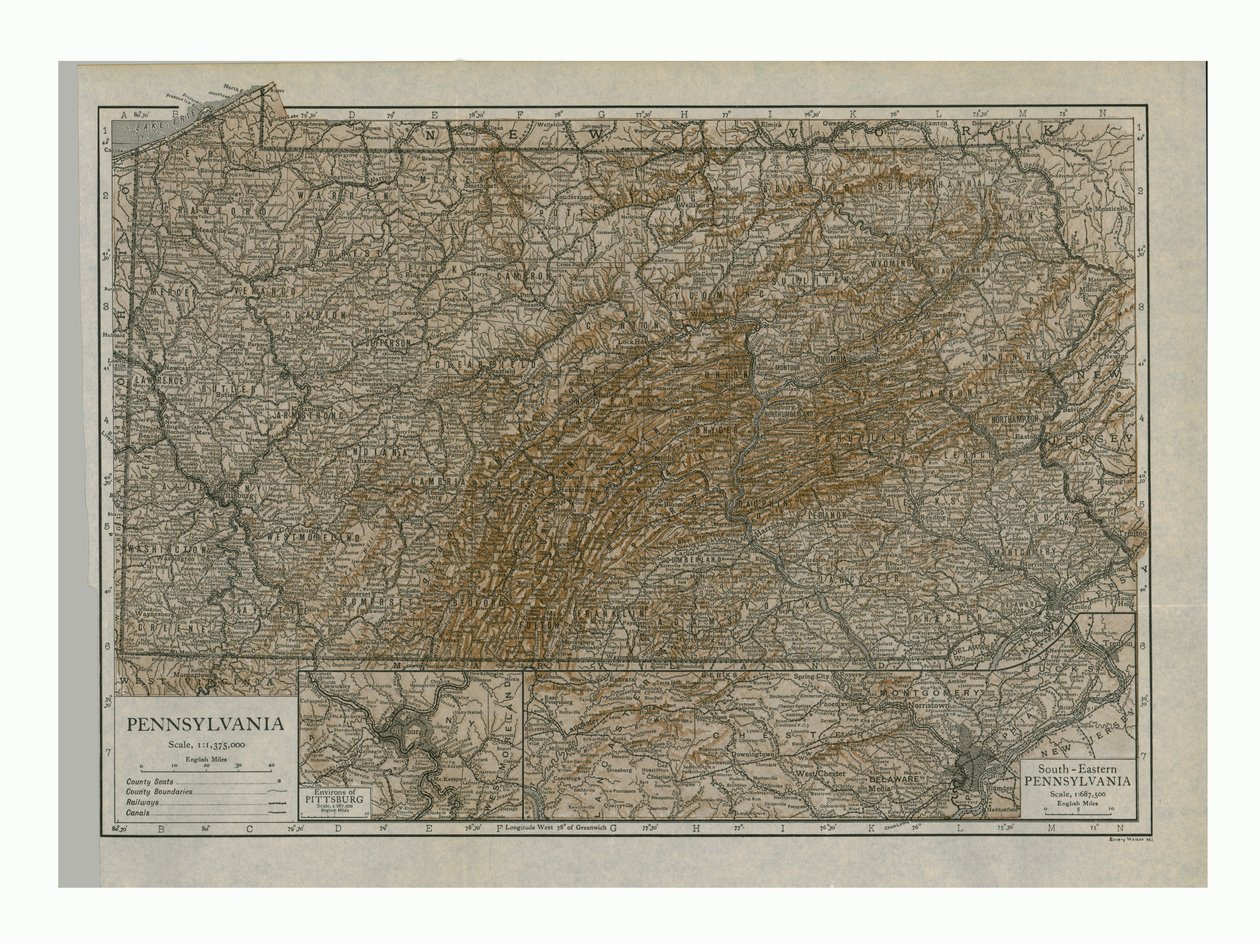 Map of Pennsylvania, 1910 by Emery Walker