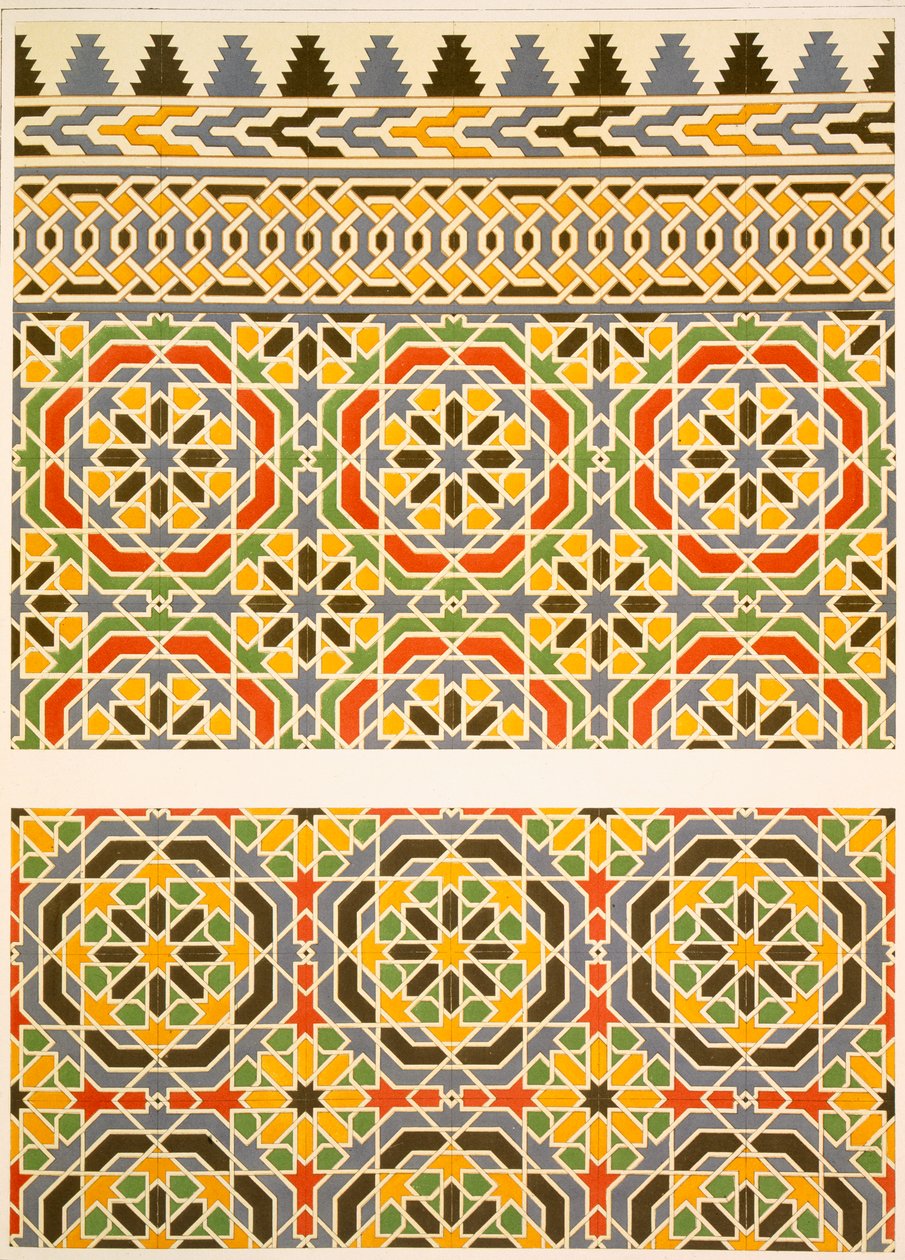 Geometric Ceramic Decoration from the Mosque of Cheykhoun, 19th Century by Emile Prisse d
