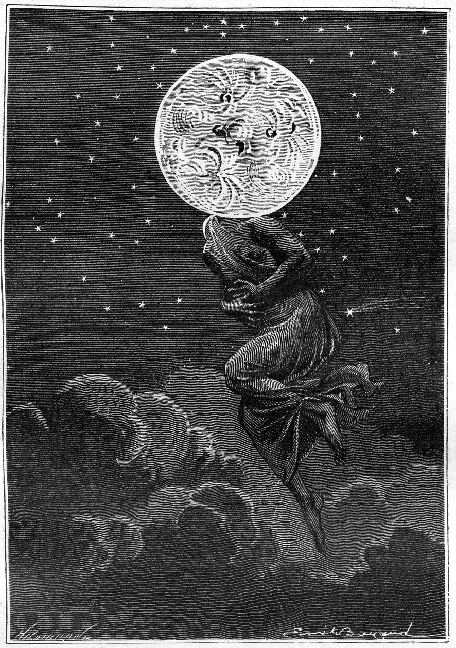 Engraving by Emile Bayard of Jules Verne