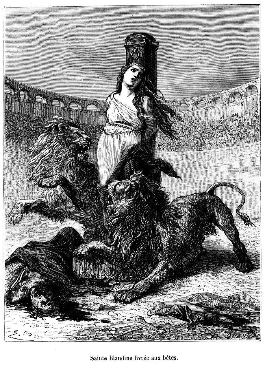 Saint Blandine, a Christian of Levantine or More Probably Micrasiate Origin from the First Christian Community of Lugdunum. She Was Martyred During July 177 Under Marcus Aurelius. Liturgical Feast on June 2 by Emile Antoine Bayard